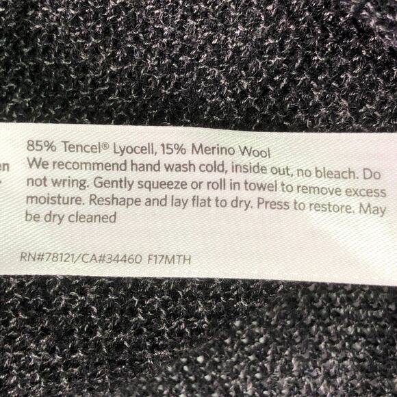 Eileen Fisher Sz S Gray Tencel Merino Wool Open Knit Sweater High Low Long Line - Picture 8 of 9